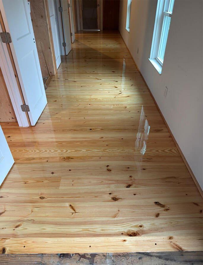 Light wood-colored hardwood installation